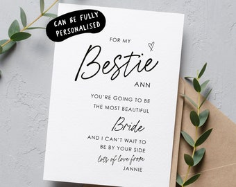 best friend wedding day card, bestie wedding day card, card for bride wedding day card, personalised card for bride, kj51