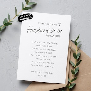 bride to groom card, my groom's wedding day card, husband to be wedding day card, to my groom on our wedding day card, sweet groom card,kj56