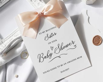 Carte de baby shower, sur votre carte de baby shower, carte de baby shower personnalisée pour soeur, carte pour future maman, cadeau de baby shower, rb-71