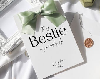 To My Bestie Wedding Card, to my best friend on your wedding day card, luxury wedding card, personalised best friend wedding day card, rb-17