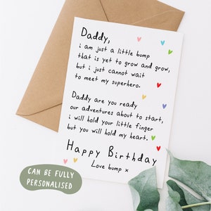 Birthday card from the bump, Birthday card for Daddy, personalised from the bump card, personalised birthday cards, card for daddy, VL1B