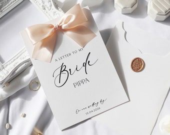 Personalised card for bride, to my bride wedding day card, luxury wedding card, on our wedding day card, letter to my groom card, rb-01