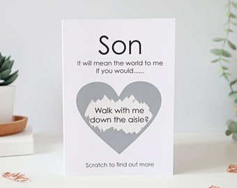 fils Will You Walk Me Down The Aisle carte, personnalisée Will You Walk Me Down The Aisle carte uk, carte de proposition de mariage, withpuns, kj15