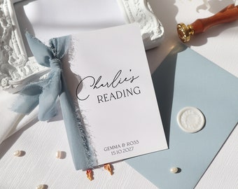 Wedding Reading Card, personalised wedding reading card, wedding reading poem card, reader wedding card, personalised reader card, rk-19