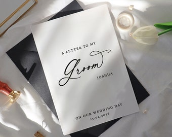 Wedding Letter to Groom Card, personalised love letter, wedding day letter to my groom card, to my groom on our wedding day card, FL09-groom