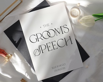 Groom's Speech Card, bride's speech card, personalised wedding speech cards, cue cards for speech, printed speech, speech card, FL07-groom