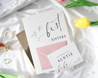 Soyez promu tante, carte de révélation de grossesse pour soeur, faire-part de grossesse pour soeur, faire-part de bébé, EN-26