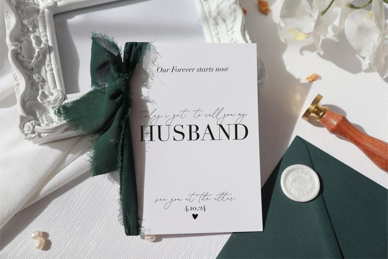Carte à mon mari, carte personnalisée pour le marié, carte pour le marié de la mariée, carte pour le futur mari le jour de notre mariage, avec jeux de mots, op-49 image 1