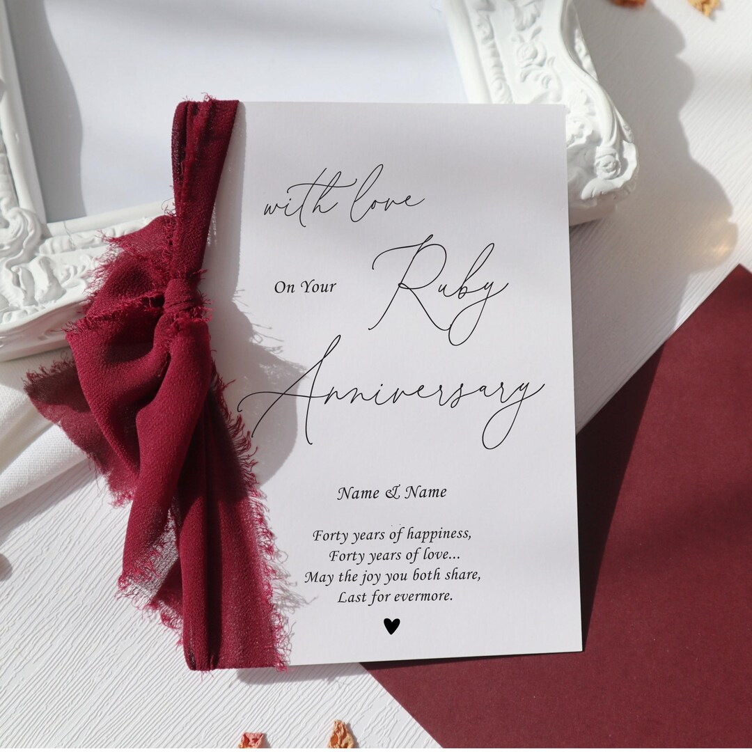Ruby Ann Card Ruby Anniversary Cards for Friends, 40th Anniversary Cards for Friends ...