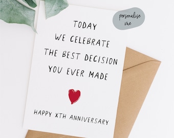 personalised Anniversary card, Anniversary card personalised, 2nd anniversary card, wedding anniversary card,  first anniversary card, f09