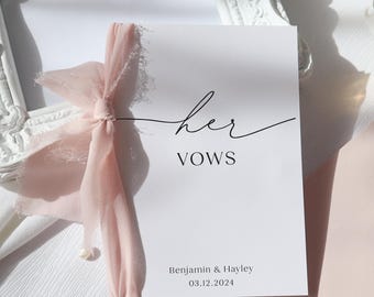 his and her vows card, her vows card, Wedding Vows Card, His & Hers Vow Card, personalised vows card, personalised wedding vows card, op-95