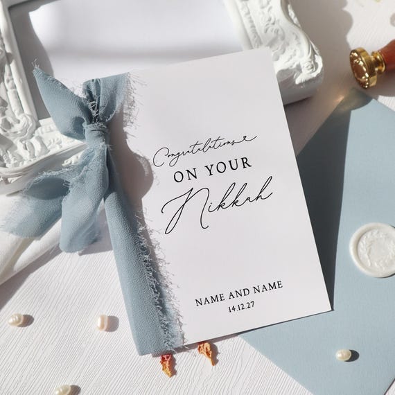 congratulations on your nikkah card, personalised Nikkah Cards, islamic wedding cards, islamic wedding card congratulations, withpuns, fj-76