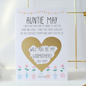 will you be my godmother card, godmother proposal card, fairy godmother card, godparents proposal card,  personalised scratch card, GP22