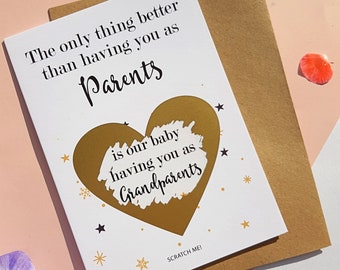 Pregnancy announcement card for parents,  Pregnancy reveal card scratch, Pregnancy scratch off card, reveal to parents card, PA130