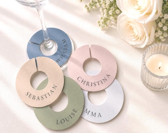 Personalised Drink Tags, Wedding Drink Markers, Wine Glass Name Tags, Custom Place Cards, Wedding Table Decor, Guest Favour Tag, EM-14