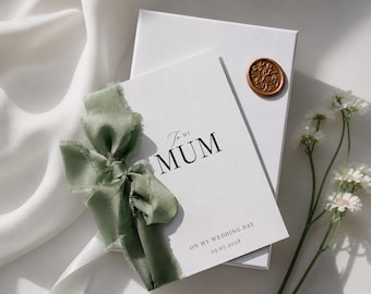 To my Mum Mom Wedding Day Card, letter to my mum, mother of the bride wedding card, thank you mum wedding card, wedding card with bow, SG09