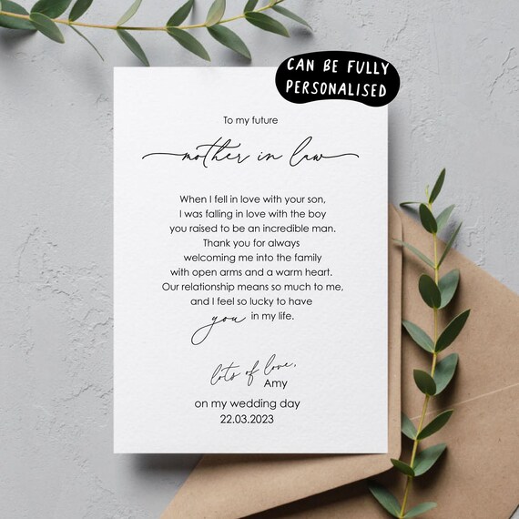 Future Mother-in-law Wedding Card, Sentimental Gift (printable...