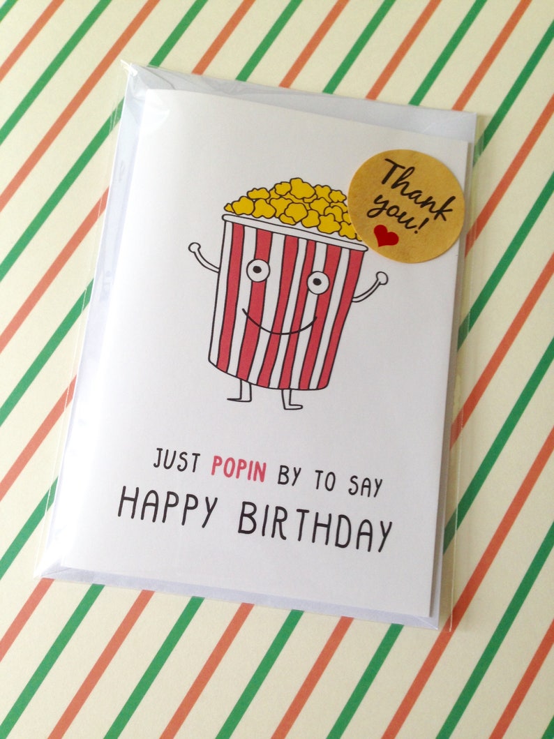 Funny Birthday Card Popcorn Card Happy Birthday Card - Etsy
