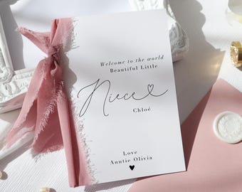 New Baby Niece Card, nephew New baby Cards, Niece New baby Cards, Niece New baby Cards, Personalised Welcome to the World card, ri-91