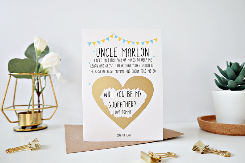 will you be my godfather card, godfather proposal card, godparent card, godparents proposal card, personalised scratch card, GP21 image 2