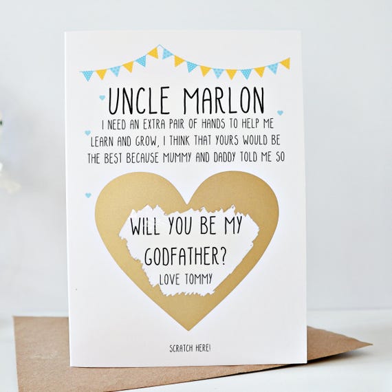 will you be my godfather card, godfather proposal card, godparent card, godparents proposal card, personalised scratch card, GP21