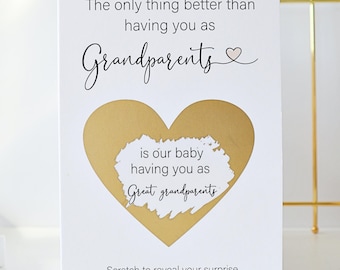 Carte à gratter faire-part de grossesse pour grands-parents, cartes à gratter révélatrices de bébé, carte vous allez être arrière-grands-parents, W06GRANDPARENTS
