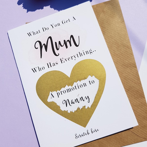 Promoted to grandma, you're going to be a nanny, card for mum, Pregnancy announcement card, pregnancy reveal card, Scratch card, PA133