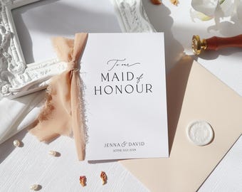 Personalised Maid of Honour Wedding Day Card, Thank You Gift, ri-70