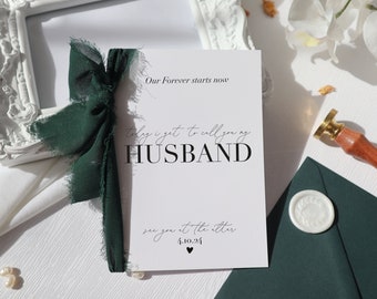 to my husband to be card, personalised card for groom, card for groom from bride, husband to be on our wedding day card, withpuns, op-49