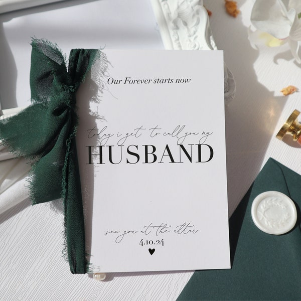 to my husband to be card, personalised card for groom, card for groom from bride, husband to be on our wedding day card, withpuns, op-49