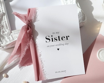 Sister wedding day card, to my sister wedding card, on your wedding day card, personalised wedding card for sister, wedding day cards, fj-60