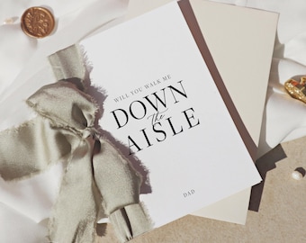 Will You Walk Me Down The Aisle Card, Dad give me away, walk down the aisle proposal, brother, son, mum, stepdad, walk down aisle card, SG14