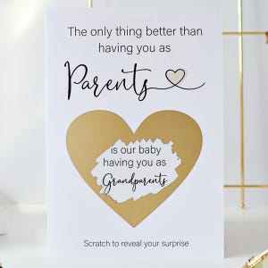 Pregnancy announcement scratch card for Parents, baby reveal scratch cards, you're going to be grandparents scratch off cards uk, W06PARENTS