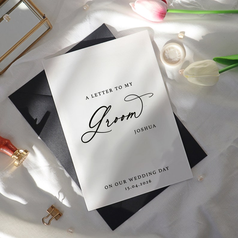 Wedding Letter to Husband Card, personalised love letter, wedding day letter to my husband card, on our wedding day card, FL-09 husband image 4