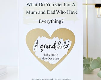 what do you get for a Mum and Dad who have everything card, another grandchild card, pregnancy reveal to parents scratch card, W05 MUMANDDAD