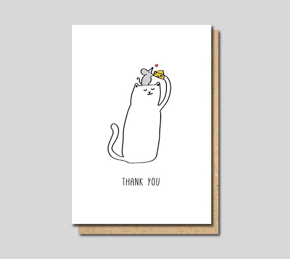 thank you card cat funny thank you card thanks card funny etsy funny thank you card