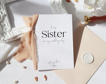 sister wedding day cards, to my sister on my wedding day card, personalised wedding card, card to sister in law wedding card, ri-73