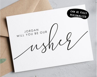 personalised usher proposal card, Will you be our usher card, wedding proposal card personalised, will you be my groomsman card, kj42 usher