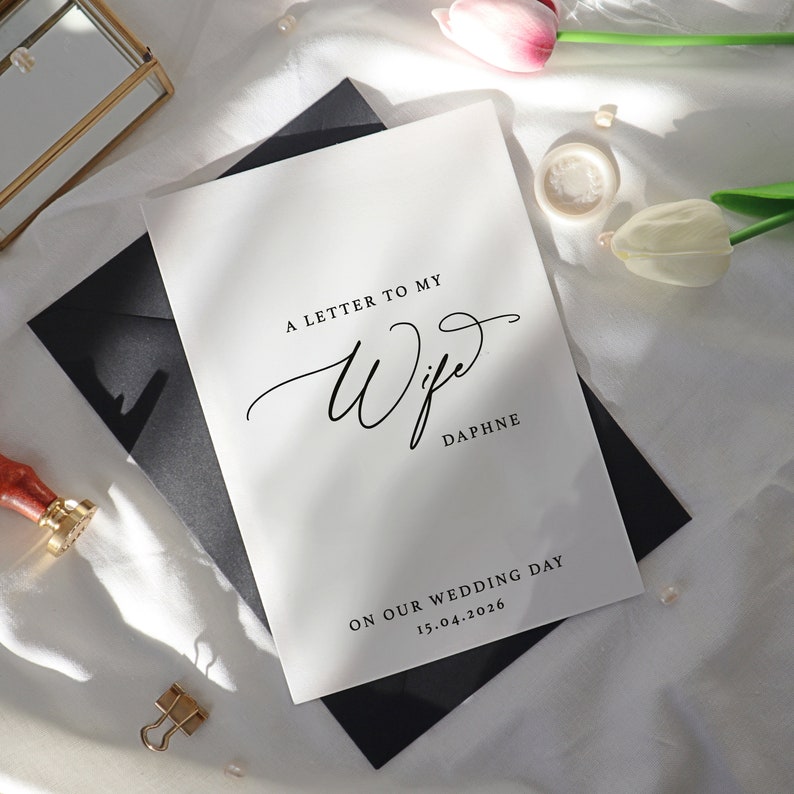 Wedding Letter to Husband Card, personalised love letter, wedding day letter to my husband card, on our wedding day card, FL-09 husband image 2