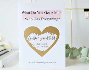 what do you get a Mum who has everything card, another grandchild card, Pregnancy announcement Card, pregnancy reveal to parents, W05 MUM