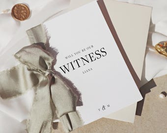 Will you be my Witness card, wedding witness proposal card, be our witnesses card, ask witnesses, wedding gift for witness, sage green, SG15