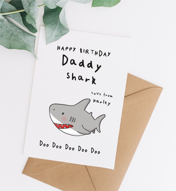 Personalised Birthday Card Daddy Shark Daddy Birthday Card 