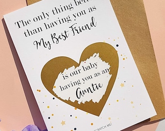 Pregnancy announcement card for friends, pregnancy reveal card for friends, get promoted to auntie card, Pregnancy announcement card, pa111