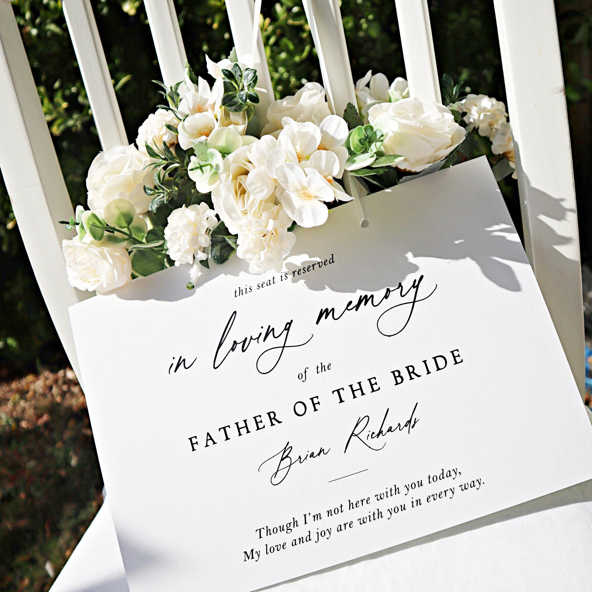 In Loving Memory Wedding Sign, Reserved Wedding Memorial Chair Sign In Loving Memory Wedding Sign, Reserved Wedding Memorial Chair Sign