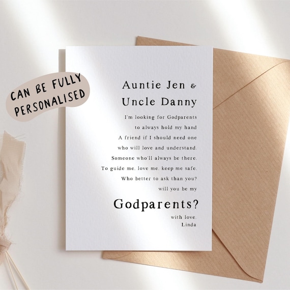 will you be my godparents card, godparent personalised card, godparent christening card, godparents proposal poem, withpuns, kj94