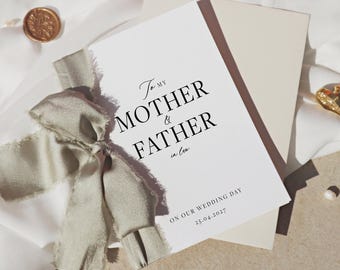 Mother & Father in law Wedding Card, in laws wedding day card, wedding morning card, parents in law wedding card, future in laws card, SG09