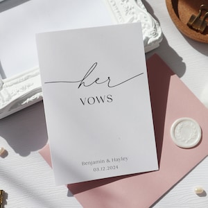 his and her vows card, her and his vows card, wedding vows cards, personalised vows card, card for husband to be, card to bride to be, op95