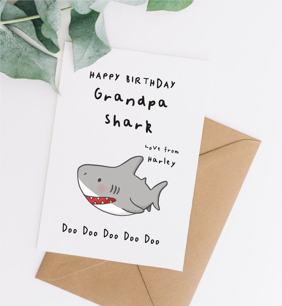 Download Grandpa Shark Card Grandad Birthday Card Card For Grandad Etsy