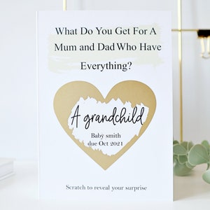 what do you get for a Mum and Dad who have everything card, another grandchild card, pregnancy reveal to parents scratch card, W05 MUMANDDAD
