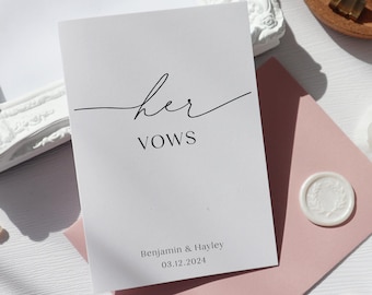 his and her vows card, her and his vows card, wedding vows cards, personalised vows card, card for husband to be, card to bride to be, op95